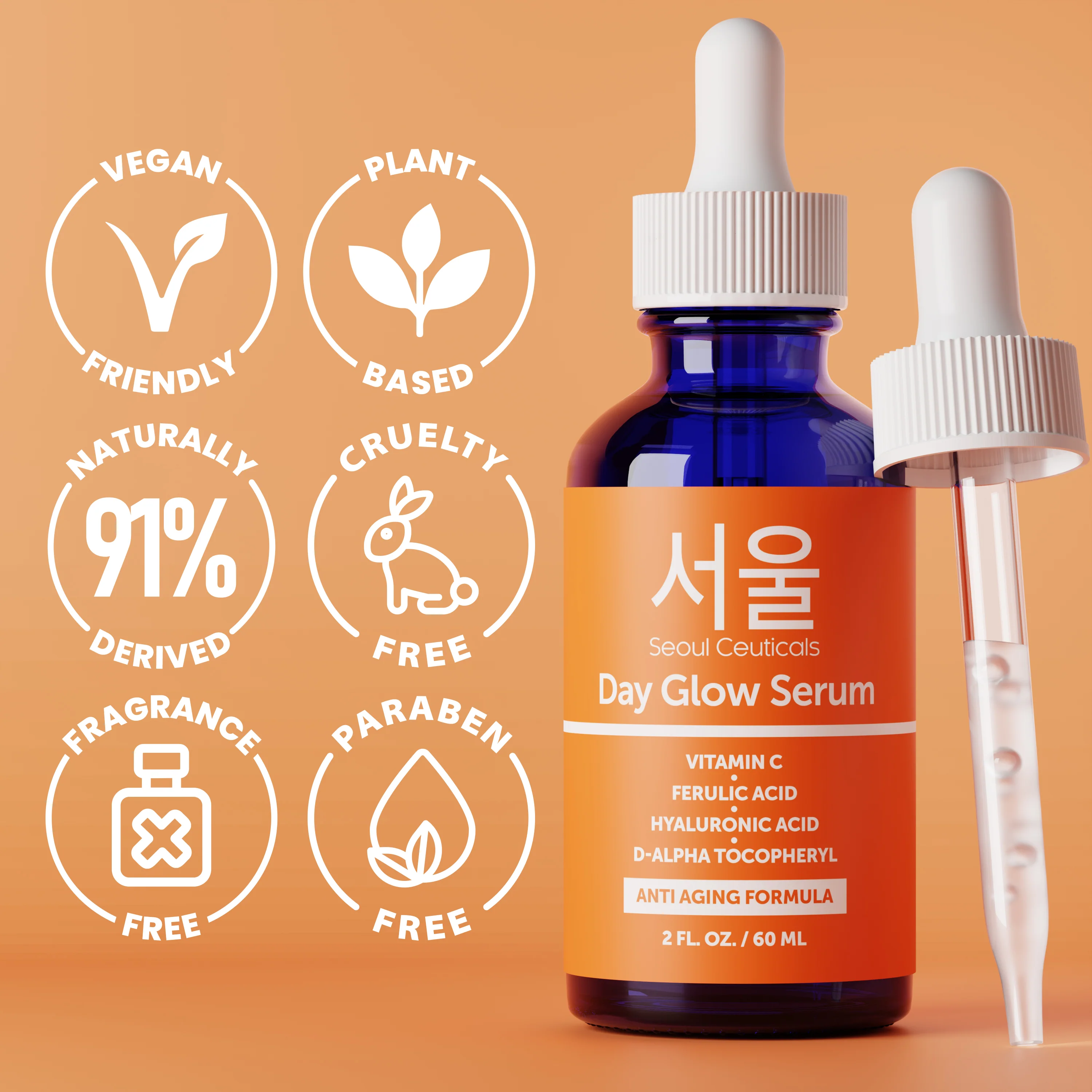 Large 2oz Korean 20% Vitamin C Hyaluronic Acid Serum + CE Ferulic Acid - Image 5