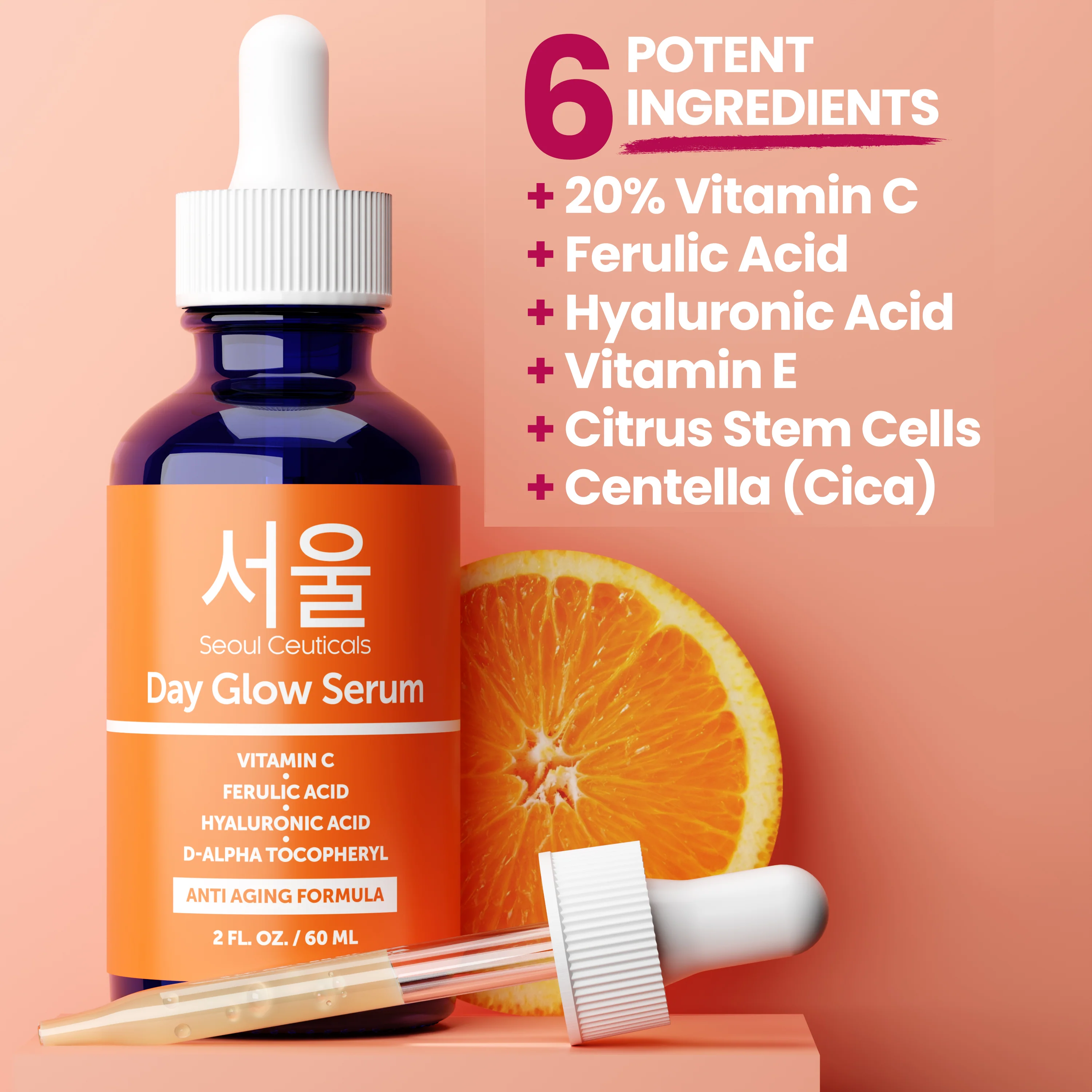 Large 2oz Korean 20% Vitamin C Hyaluronic Acid Serum + CE Ferulic Acid - Image 6