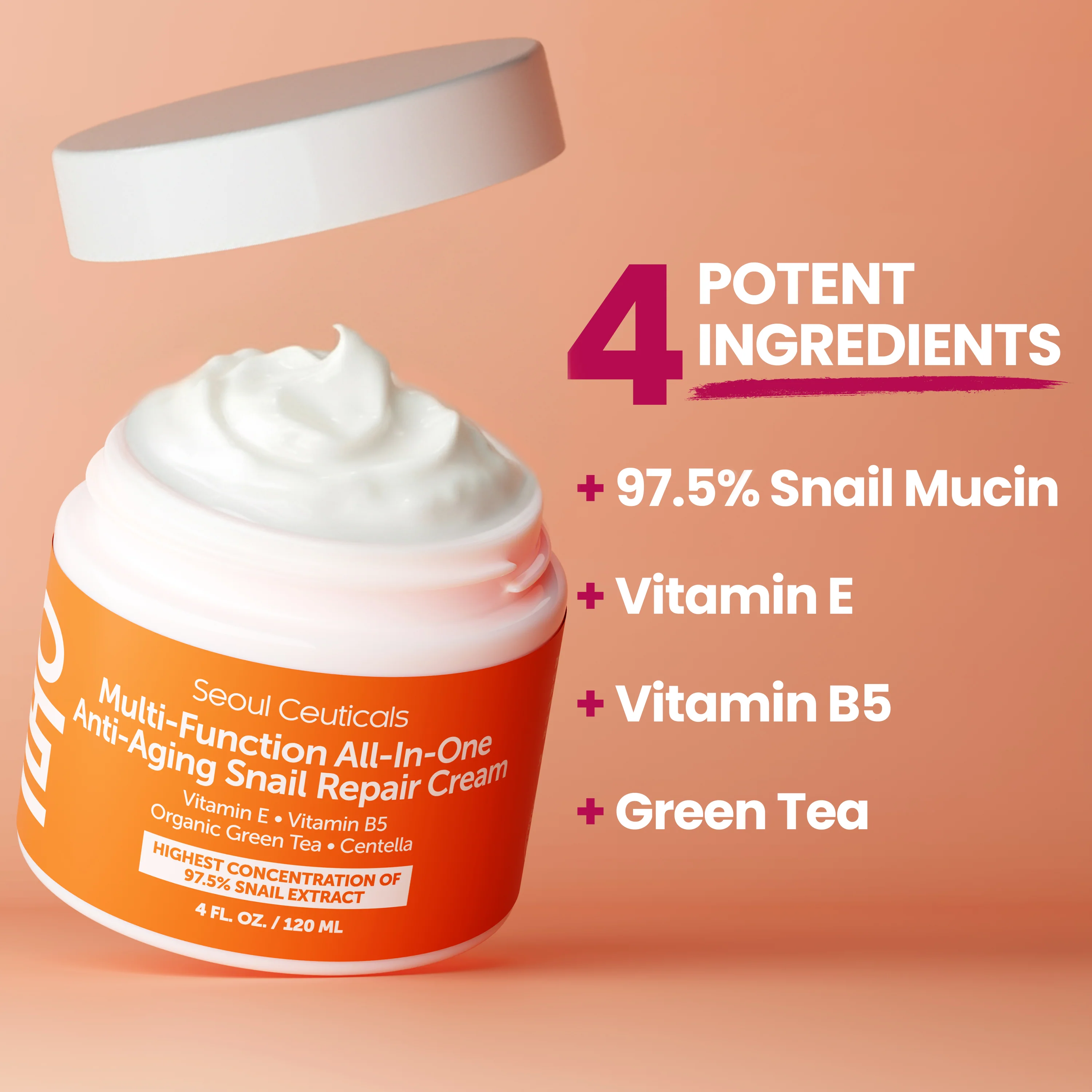 Large 4oz 97.5% Snail Mucin Moisturizer Cream Korean Skin Care - Image 5